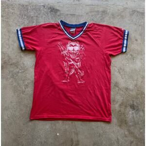 80s/90s Bike Devil Ringer Tee Sportswear Jersey Style Size XL Single Stitch USA